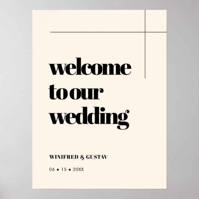 Affiche Simple Elegant & Chic Mariage Welcome Cream (Devant)