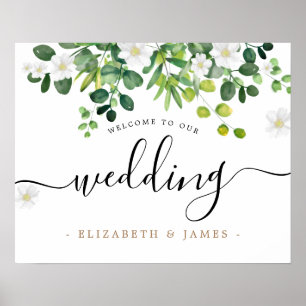 Affiche Simple Élégant Écrit Botanique Verdure Mariage
