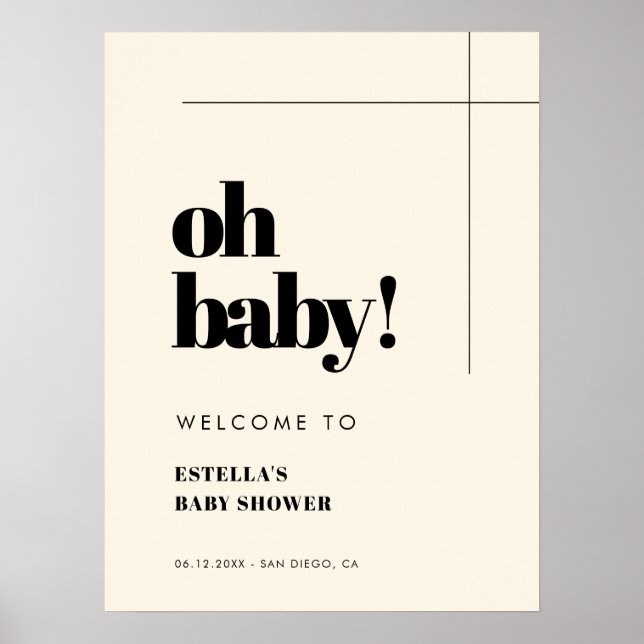 Affiche Simple, élégant et chic Oh Baby Welcome (Devant)