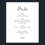 Affiche Simple Élégant Mariage Boissons Menu Signer<br><div class="desc">Ce panneau de menu simple et élégant pour les boissons de mariage est parfait pour votre réception de mariage minimaliste moderne en noir et blanc. Le design comporte une police contemporaine minimale accompagnée d'une calligraphie formelle. Gardez-le tel quel, ou choisissez de le personnaliser avec vos propres oeuvres d'art ou photos...</div>