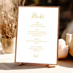 Affiche Simple Elegant Mariage Gold Boissons Menu Signer<br><div class="desc">Ce panneau de menu simple et élégant de boissons mariage dorées est parfait pour votre mariage moderne minimaliste blanc et or. Le design comporte une police d'or contemporaine minimale accompagnée d'une calligraphie formelle. Gardez-le tel quel,  ou choisissez de le personnaliser avec vos propres oeuvres d'art ou photos !</div>
