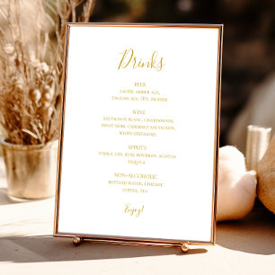 Affiche Simple Elegant Mariage Gold Boissons Menu Signer