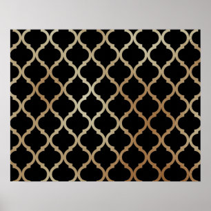 Affiche Simple Elegant Modern Gold Moroccan Pattern  