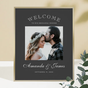 Affiche Simple Élégant Moderne Accueil de Mariage Gris