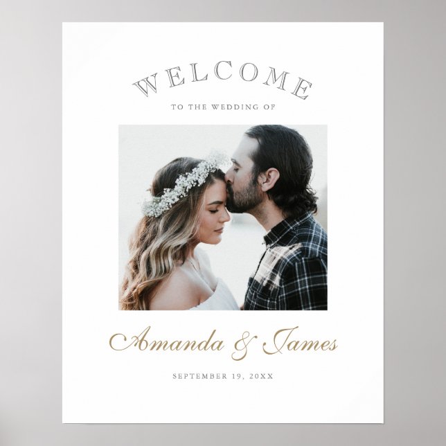 Affiche Simple Élégant Moderne Photo de Mariage de Bienven (Devant)