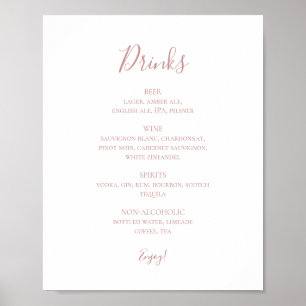 Affiche Simple Elegant Rose Gold Mariage Boissons Menu Sig