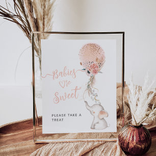 Affiche Simple Elephant & Balloon Baby shower doux régal