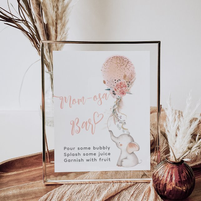 Affiche Simple Elephant & Balloon Baby shower momosa bar (Créateur téléchargé)
