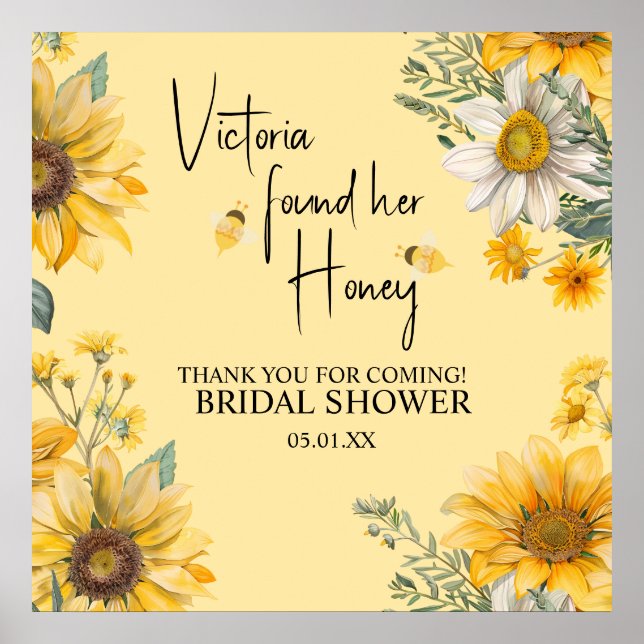 Affiche Simple Elle a trouvé sa douche de mariée abeille à (Devant)