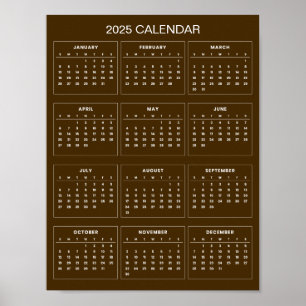 Affiche Simple et Élégant Calendrier 2025