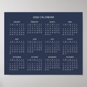 Affiche Simple et Élégant Calendrier 2026   