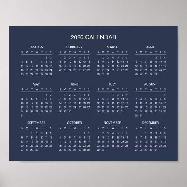Affiche Simple et Élégant Calendrier 2026 |  (Devant)