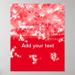 Affiche Simple étoiles scintillantes en paillettes rouges