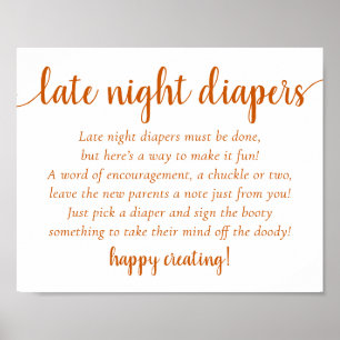 Affiche Simple Fall Late Night Diapers Orange Shower
