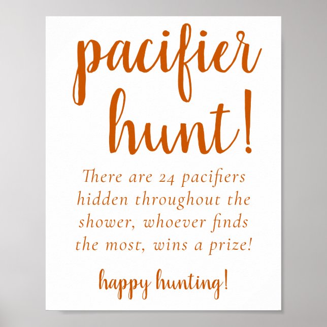 Affiche Simple Fall Pacifier Hunt | Burnt Orange Game (Devant)