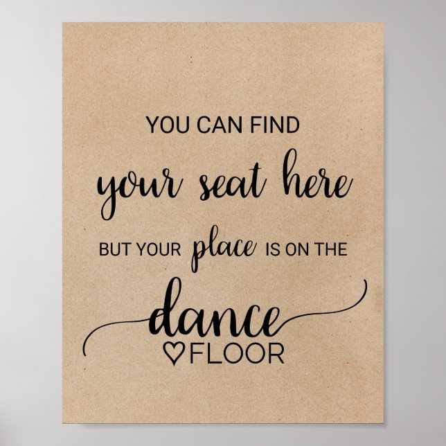 Affiche Simple Faux Kraft Calliage Dance Floor Signal (Devant)