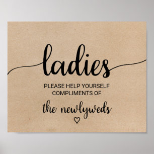 Affiche Simple Faux Kraft Calligraphie Mesdames Salle de b