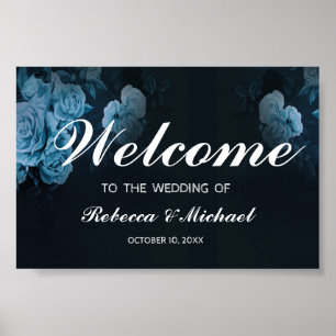 Affiche Simple Flora Gold Geometric Frame Wedding Welcome 