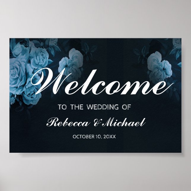 Affiche Simple Flora Gold Geometric Frame Wedding Welcome  (Devant)