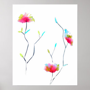 Affiche Simple floral abstrait rose inspiré du Japonais