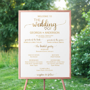 Affiche Simple Gold Calligraphy FlowerGirl Wedding Program