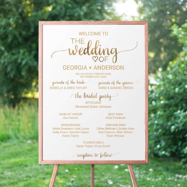 Affiche Simple Gold Calligraphy FlowerGirl Wedding Program (Créateur téléchargé)
