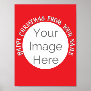 Affiche simple image ici photo heureux texte de Noël
