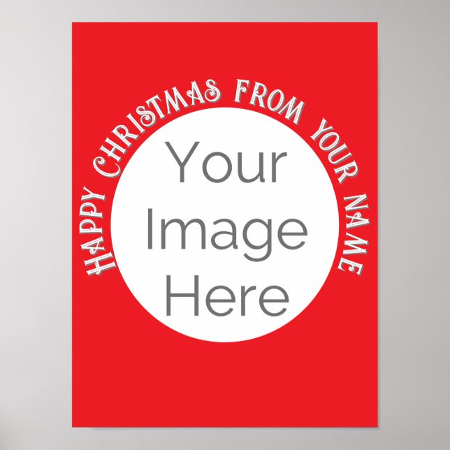 Affiche simple image ici photo heureux texte de Noël (Devant)