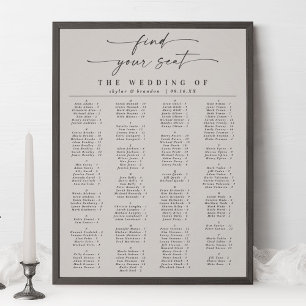 Affiche Simple Ivory Alphabetical Wedding Seating Chart