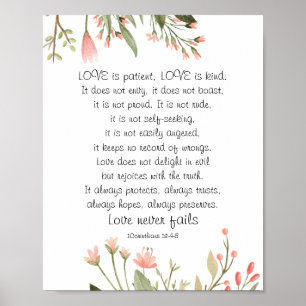 Affiche Simple Jolie Fleurs Roses Mariage chrétien