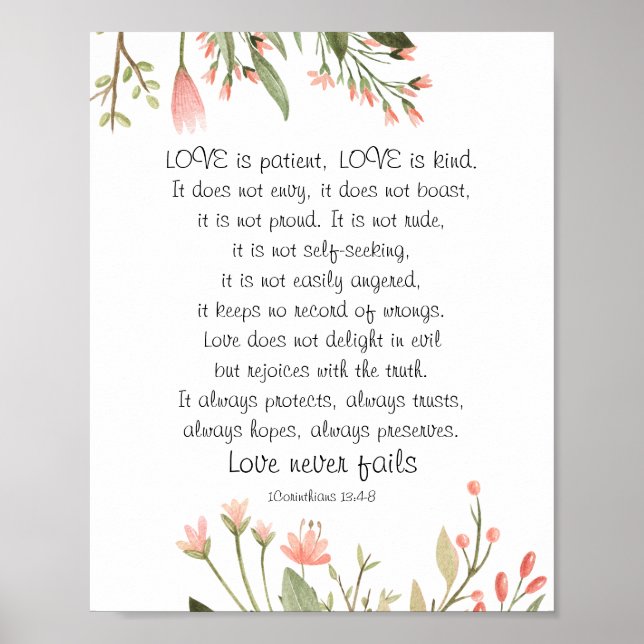 Affiche Simple Jolie Fleurs Roses Mariage chrétien (Devant)