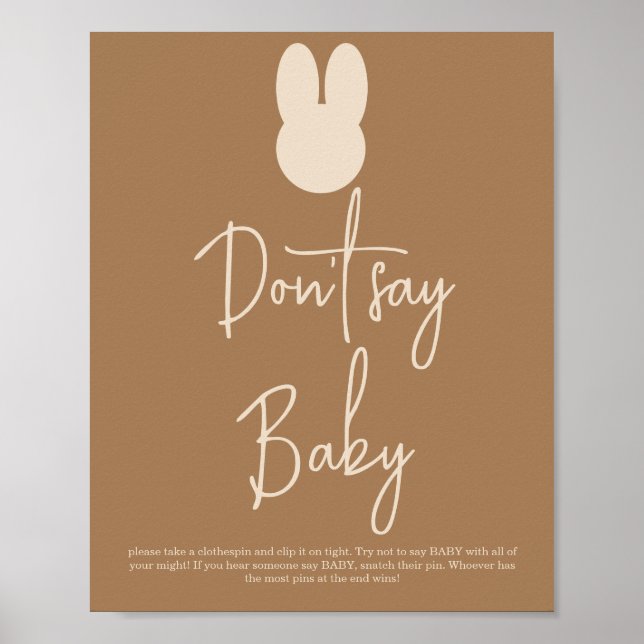 Affiche Simple lapin Ne dis pas bébé (Devant)