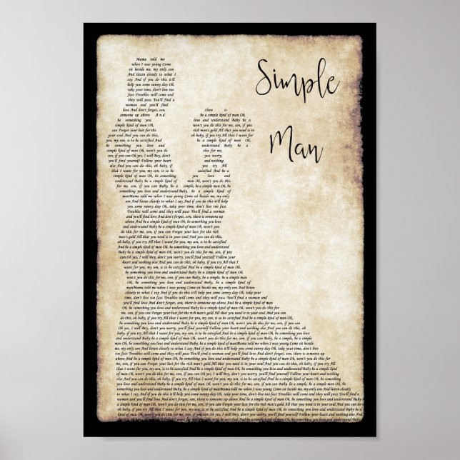 Affiche Simple Man Song Lyric Man Lady Danser Imprimer (Devant)