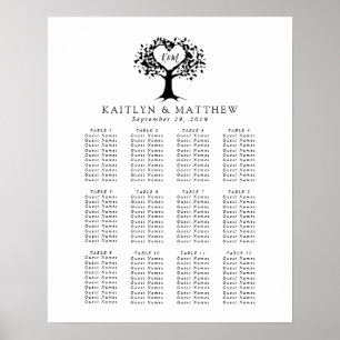Affiche Simple Mariage de l'arbre cardiaque du Monogramme