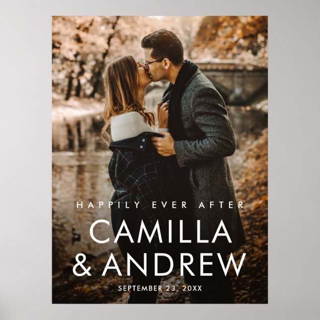 Affiche Simple Mariage Photographique Typographique  (Devant)