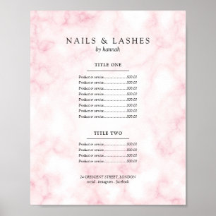Affiche Simple Menu de Prix Marbre Or Rose 