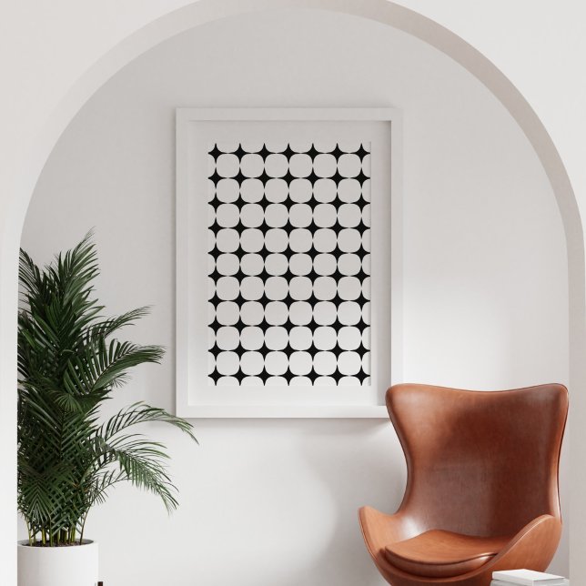 Affiche Simple Mid Century Modern Black and White Pattern (Créateur téléchargé)
