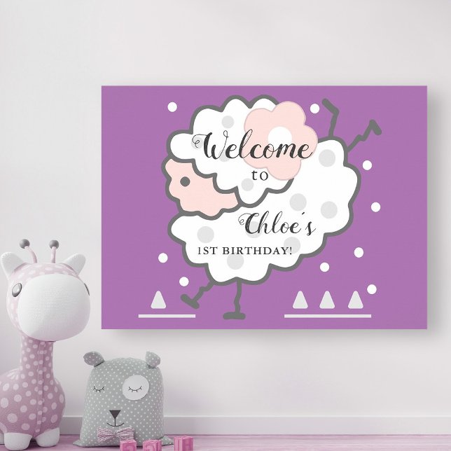 Affiche Simple mignonne Jumb Lamb Lavender Anniversaire Bi (Créateur téléchargé)