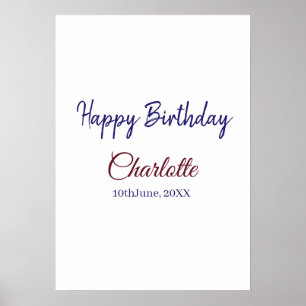 Affiche SIMPLE MINIMAL.CUTIE AJOUTEZ NOM BÉBÉ joyeux anniv