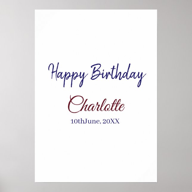 Affiche SIMPLE MINIMAL.CUTIE AJOUTEZ NOM BÉBÉ joyeux anniv (Devant)