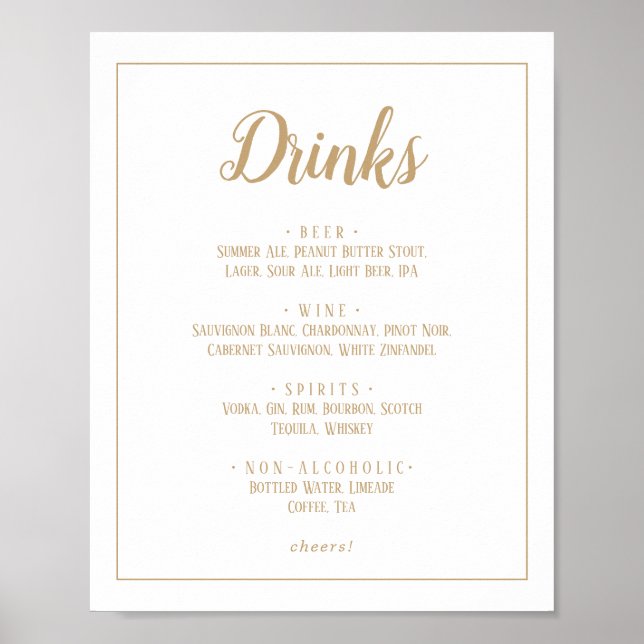 Affiche Simple Minimalist|Mariage Gold Drame Menu Frame (Devant)