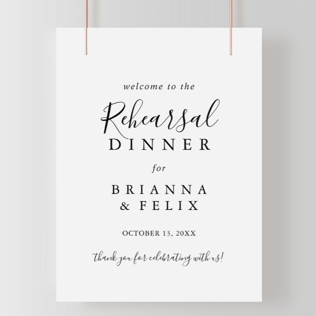 Affiche Simple Minimalist Rehearsal Dinner Welcome Sign (Créateur téléchargé)