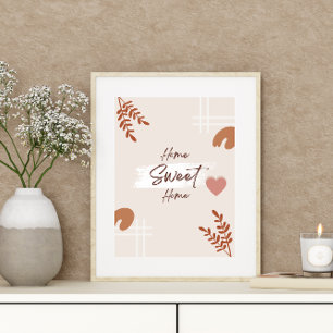 Affiche Simple minimaliste Boho Art Leaf Heart Home Sweet