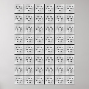 Affiche Simple Minimaliste Collage de 48 Photos Noir