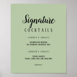 Affiche Simple Minimaliste Sage Signature Cocktails