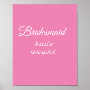 Affiche Simple minimum rose bridesmaid ajouter le nom de l
