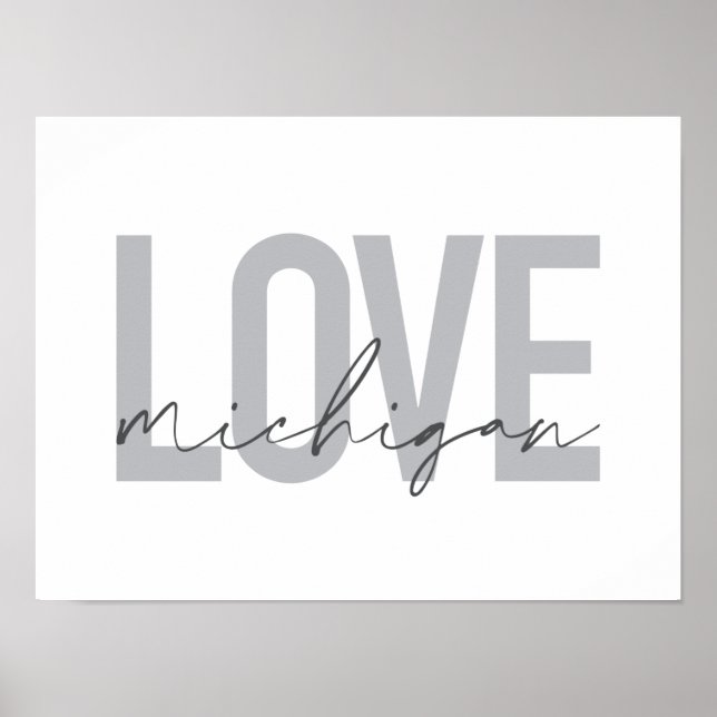 Affiche Simple, modern, urban, cool design Love Michigan (Devant)
