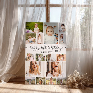 Affiche Simple moderne Anniversaire 16 Grille photo Collag