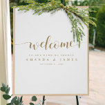 Affiche Simple moderne Gold White Couples Douche Accueil<br><div class="desc">Nous avons donné à cette simple et animée douche à poster d'accueil modèle une brune de panache avec "Welcome" dans une police moderne fluide. Nous aimons les fleurs stylisées et allongées aux deux extrémités du mot. Ceci et l'autre texte est un ton or élégant appelé California Gold. Utilisez les outils...</div>