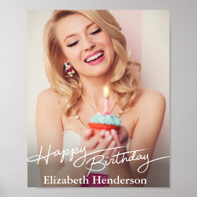 Affiche Simple Moderne Joyeux Anniversaire Photo (Devant)
